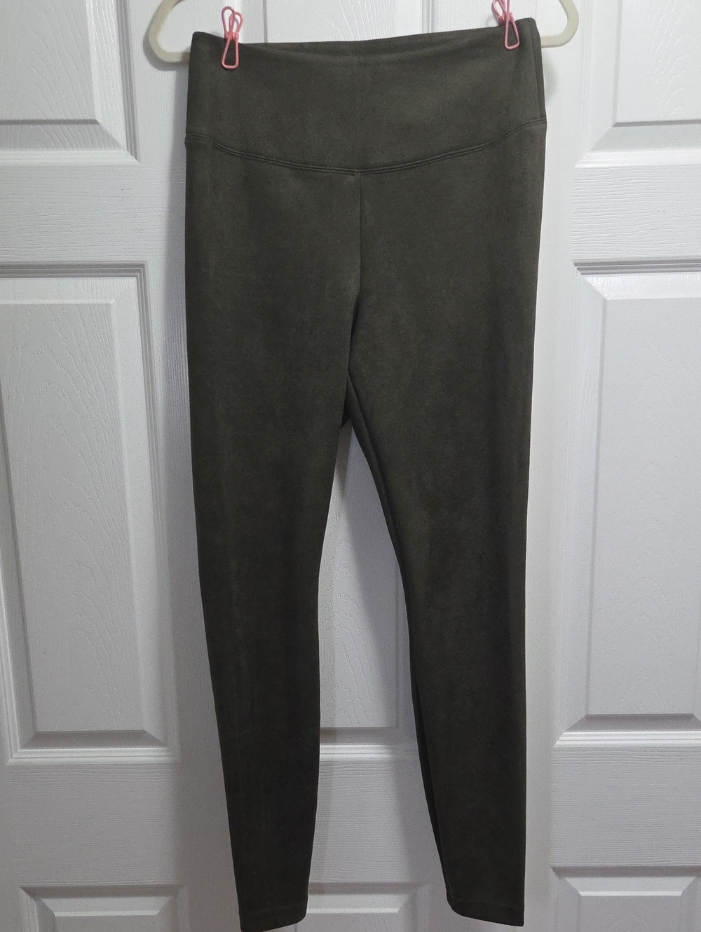 White House Black Market Faux Suede Olive Green High-Rise Runway Leggings
